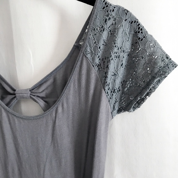 Aeropostale Dark Gray Dress with Lace Sleeves (S) - Picture 5 of 5